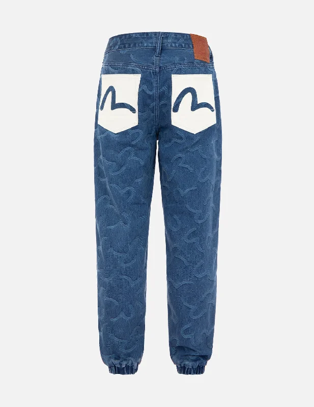 Seagull Jacquard Denim Jogger Pants