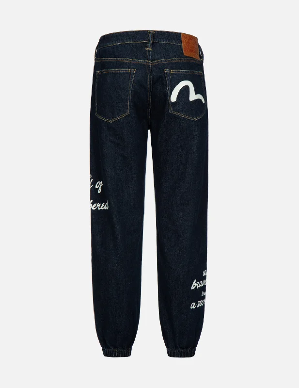 Slogan and Seagull Print Regular-Fit Jogger Pants