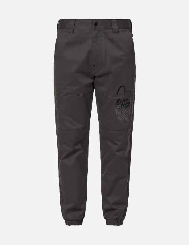 The Great Wave and Calligraphy Logo Embroidery Jogger Pants