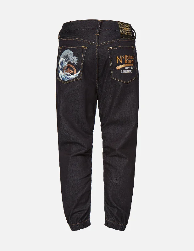 Ukiyo-E and Kamon Print 3D Jogger Jeans